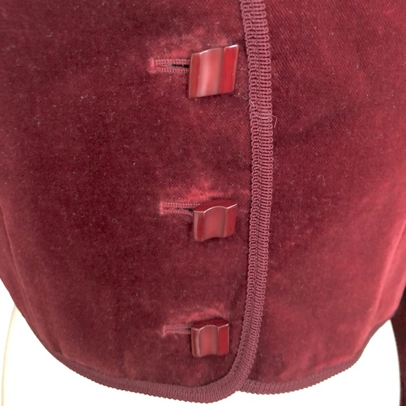 Jaeger Velour Cropped Jacket Buttons Sz 6 Red - Picture 6 of 10